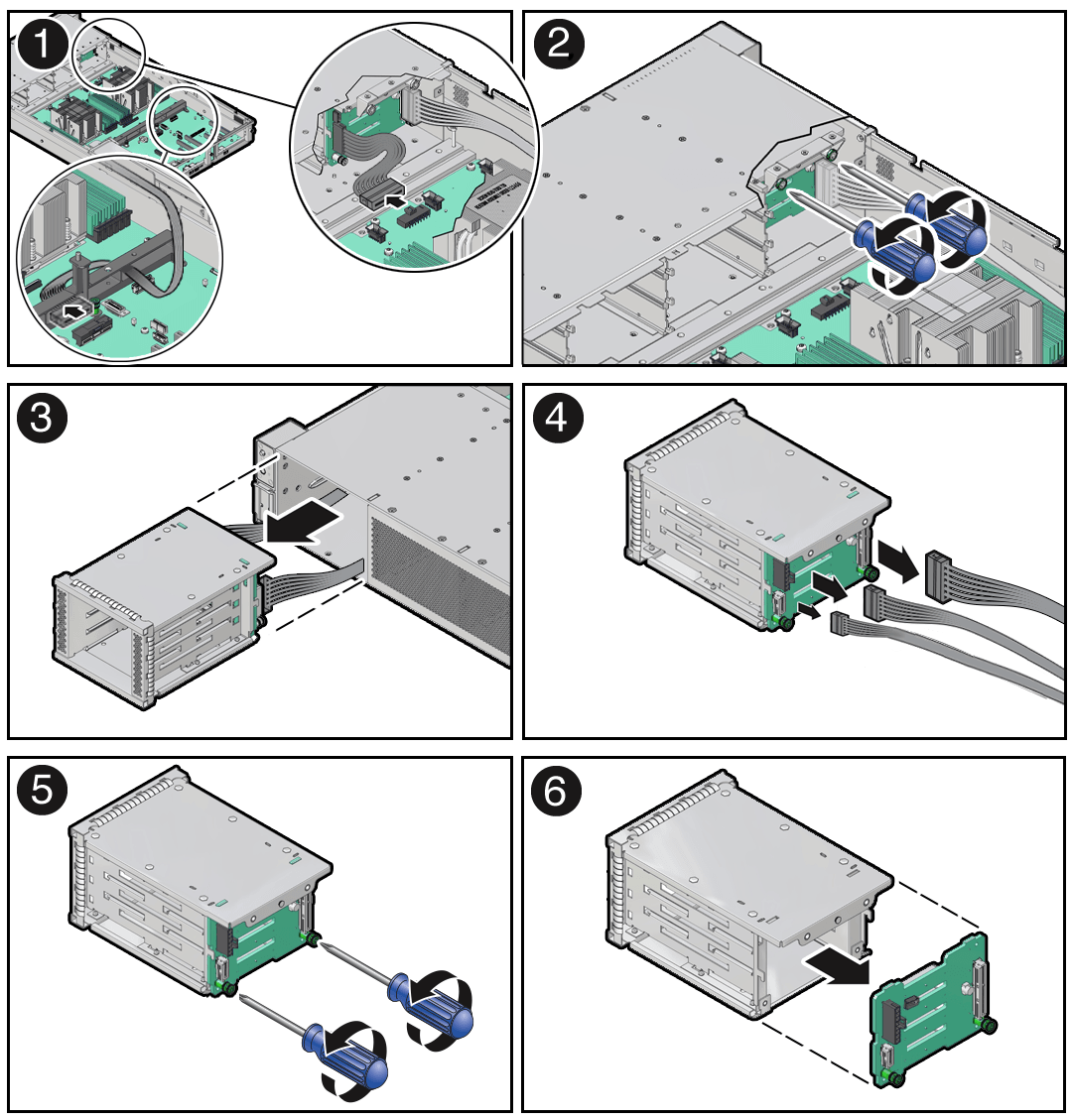 Description of mm-10574_remove-disk-backplane-oda-x10.png follows Description of mm-10574_remove-disk-backplane-oda-x10.png follows