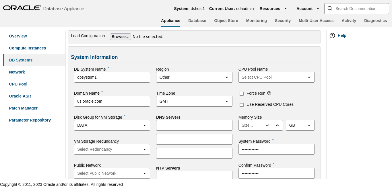 Description of bui_db_system_create.png follows Description of bui_db_system_create.png follows