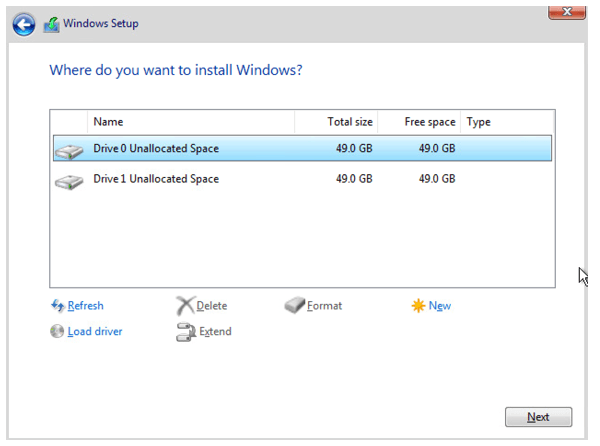 Description of drive_selection_windows_setup.png follows