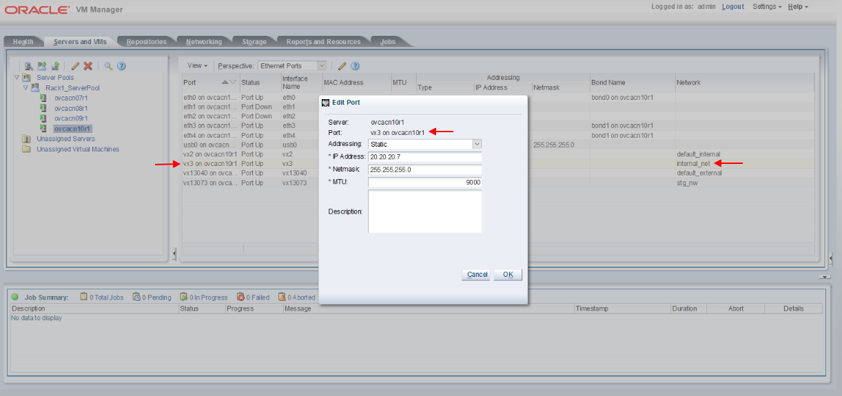 Screenshot showing the compute node Edit Port dialog box.
