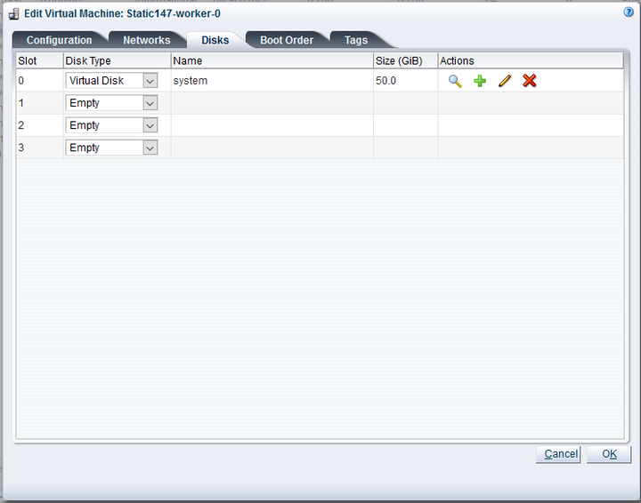 Screenshot showing the Oracle VM Manger resize VM disk screen.