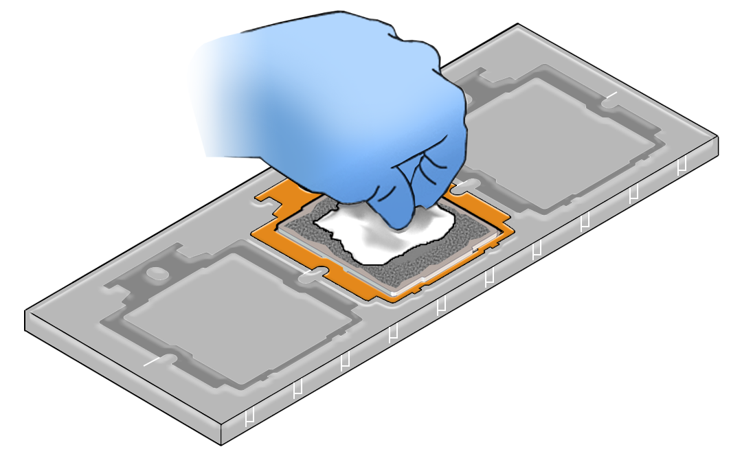 Figure showing cleaning the Processor Lid in tray.