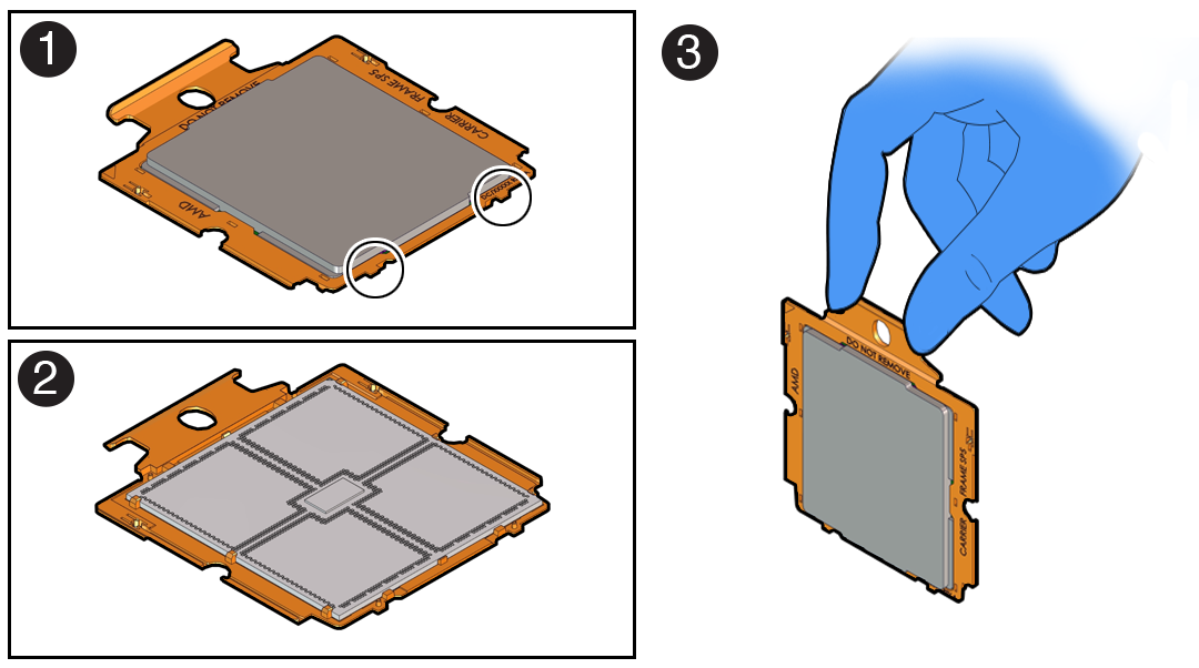 Figure showing the use of the handle of the processor package.