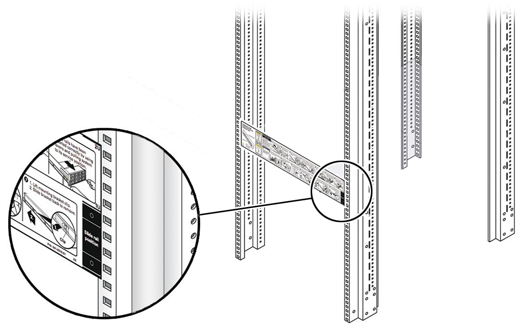 Figure showing the Rackmounting Template being used for rackmount location.