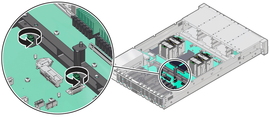 Figure showing the motherboard assembly screws being loosened.