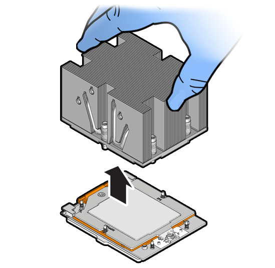 Figure showing processor-heatsink module being removed from the socket.