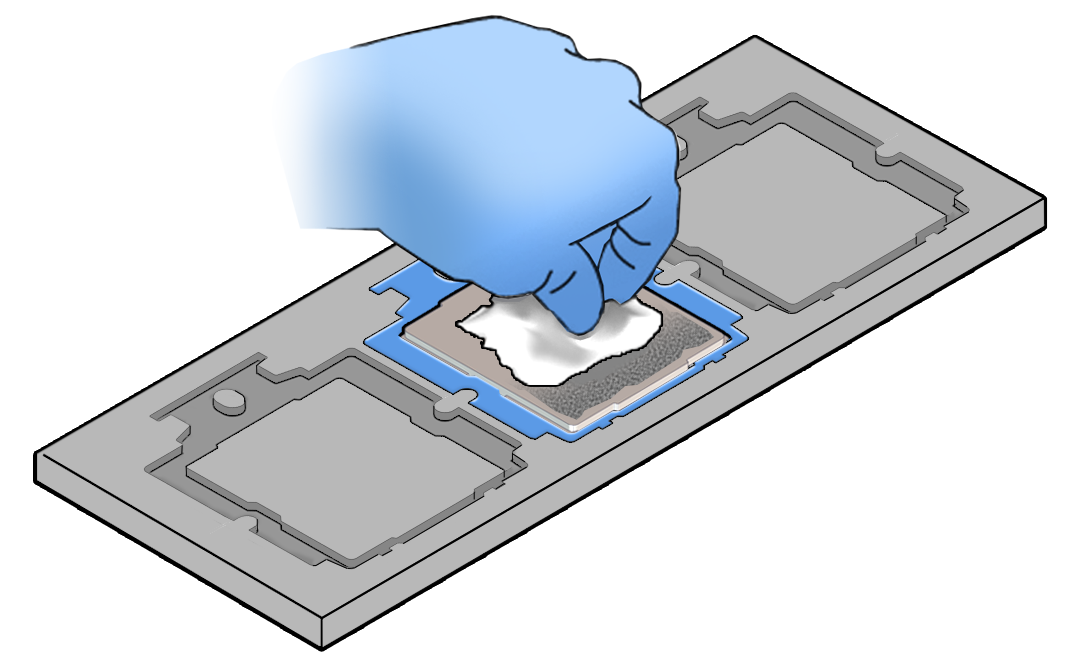 Figure showing cleaning the Processor Lid in tray.