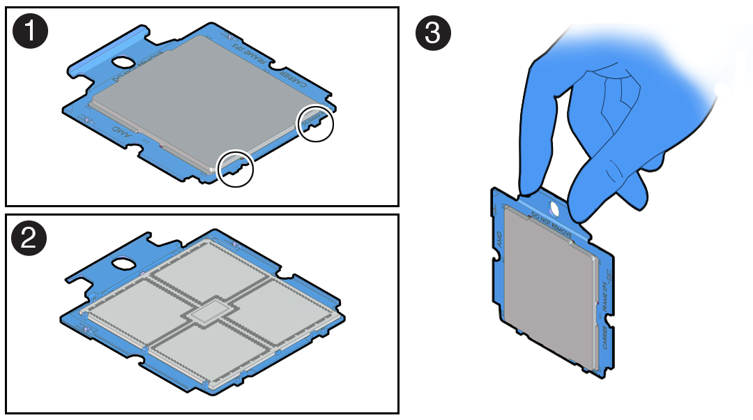 Figure showing the use of the handle of the processor package.