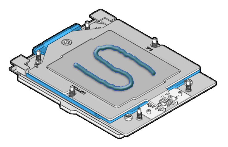 Figure showing thermal interface material applied in an S pattern.
