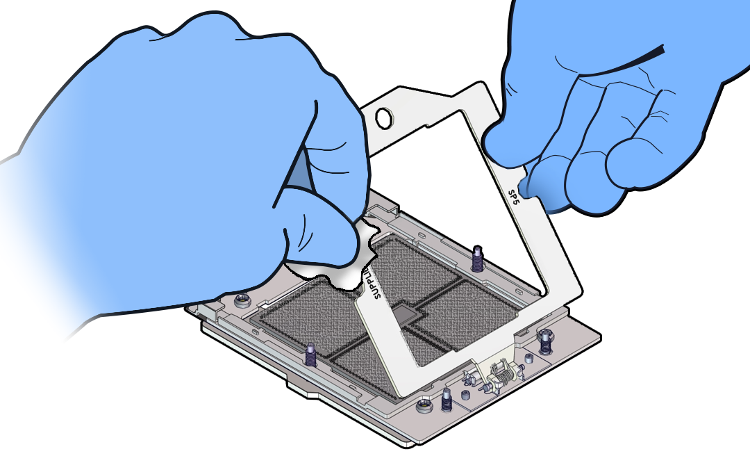 Figure showing wiping the Force Frame with a dry wipe followed by a wipe with a small amount of isopropyl alcohol.