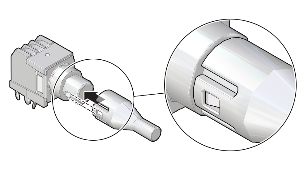 Picture of light pipe being mounted on the housing.