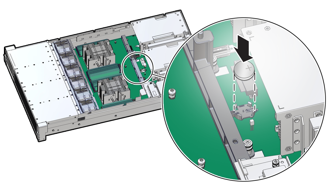 Figure showing how to install the system battery.