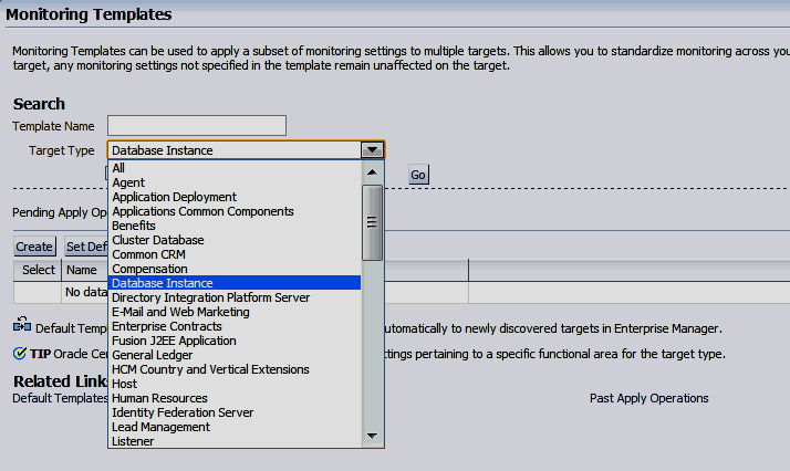 monitoring template db instance