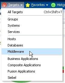 Graphic shows the Middleware menus