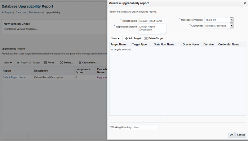 Creating a upgradability report window