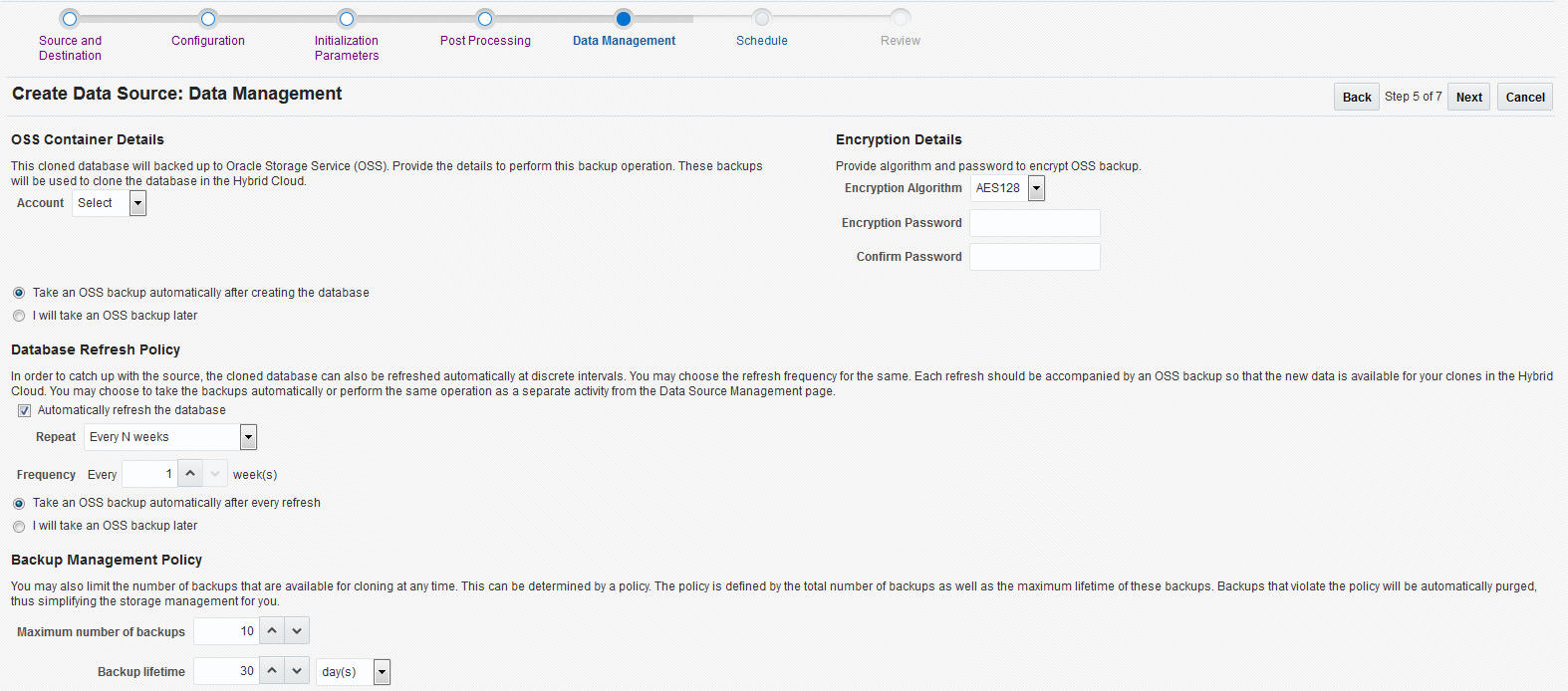 Create Data Source: Data Management