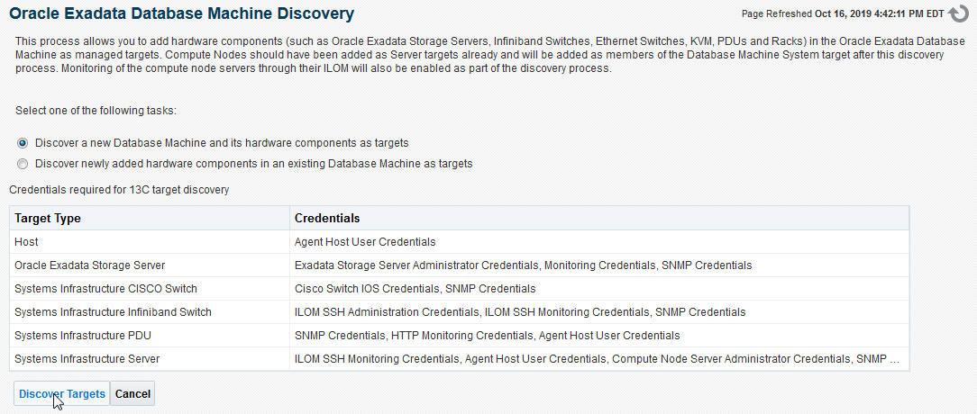 Oracle Exadata Database Machine Discovery