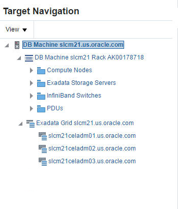 Expand the Exadata Grid in the Target Navigation Tree