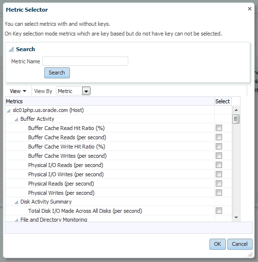 metric selector