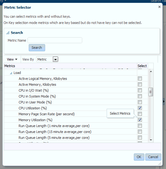 metric selector