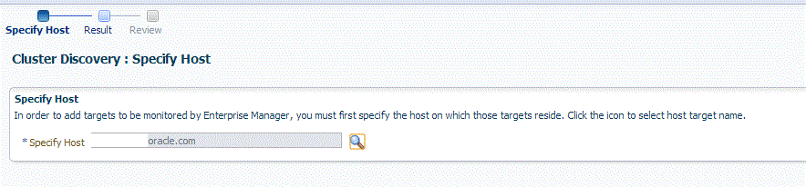 Specify Host page