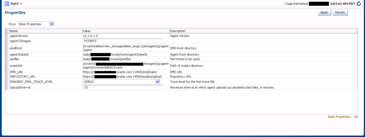 Graphic shows the agent properties page. Graphic shows the agent properties page.