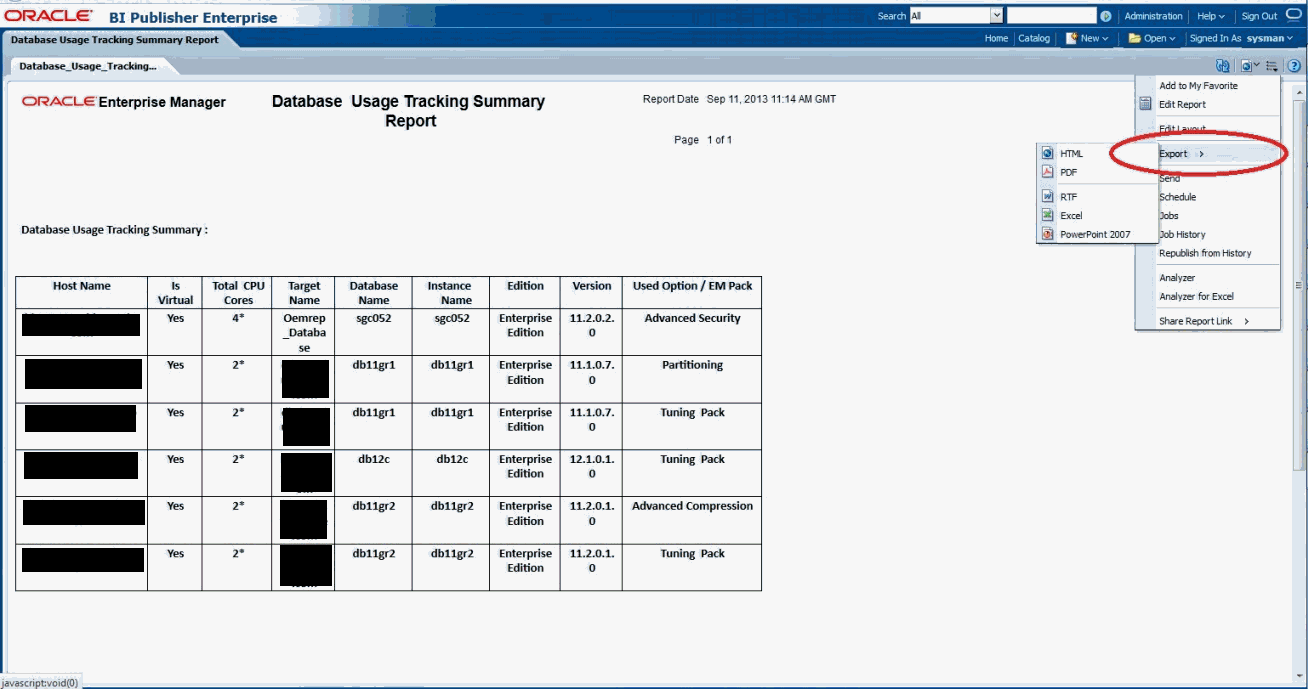 BI Publisher report