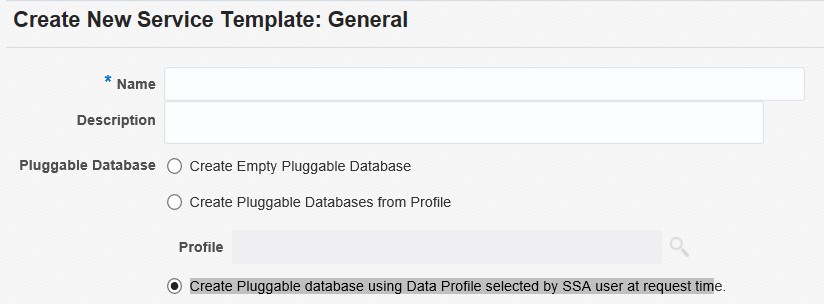 Create Pluggable Database using Data Profile by SSA user