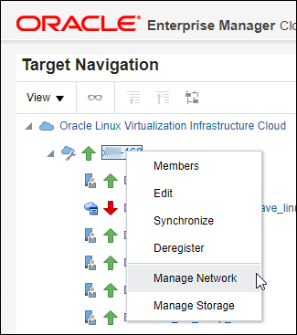 Image shows the Manage Network menu.