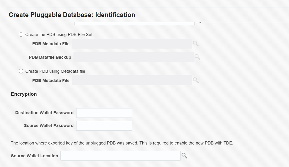 Plug in a TDE Enabled PDB by entering Wallet Password and Wallet Location