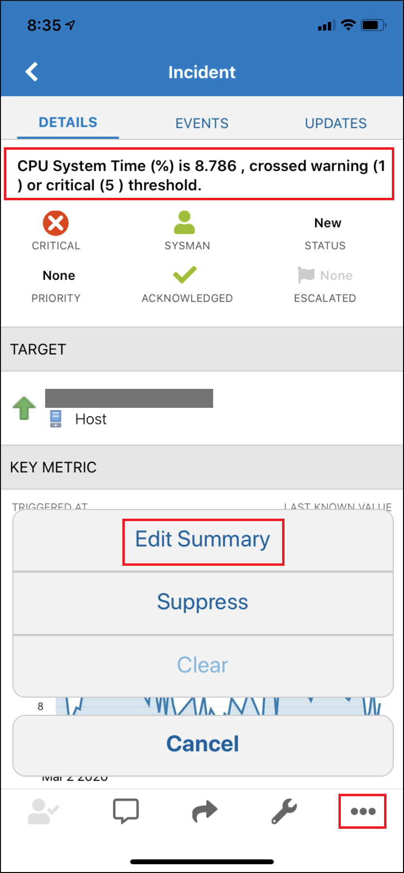 graphic displays the edit summary option