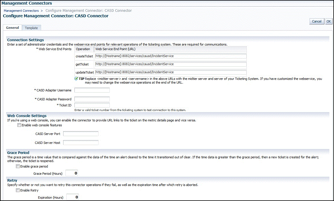 Configure Management Connector Page