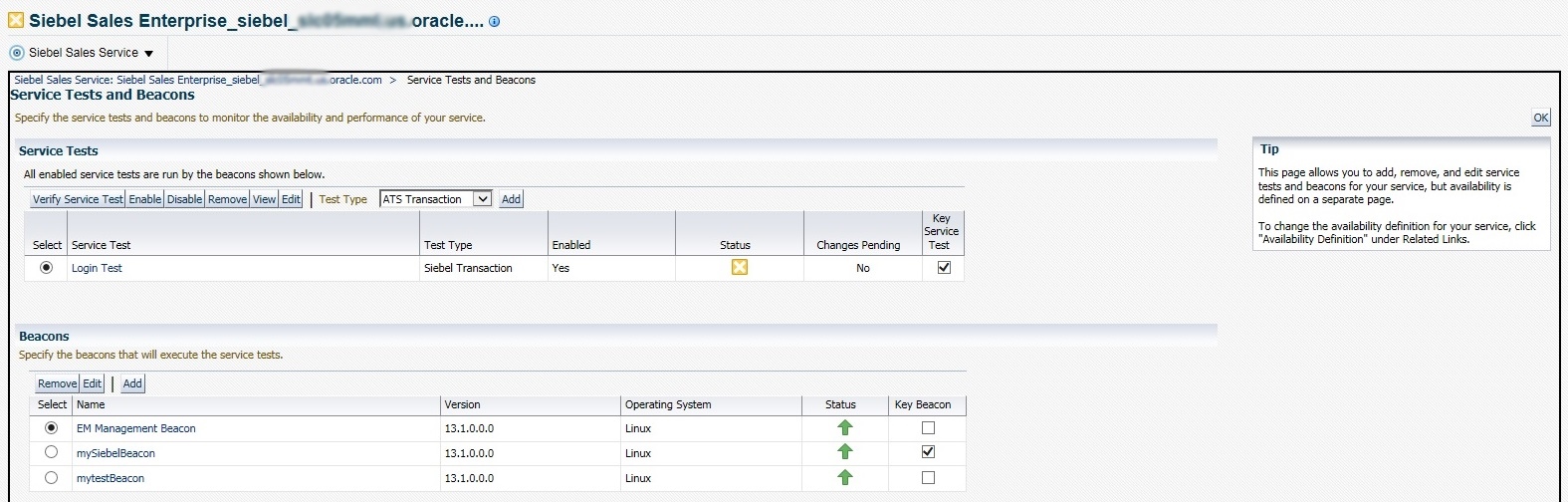 Service Tests and Beacons