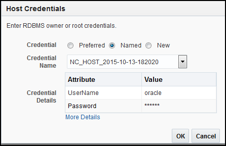 Select Preferred or Named Credentials for ORAchk/Exachk Provisioning