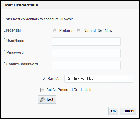 Set New Credentials for ORAchk/Exachk Provisioning