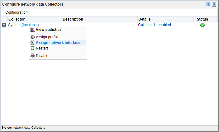 Graphic shows the configure network data collectors UI.