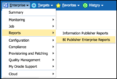 BI Publisher Enterprise Reports Menu