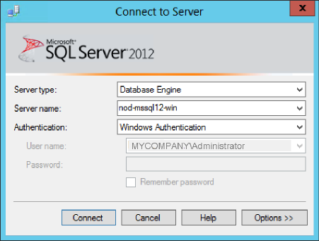 Log In to Microsoft SQL Server
