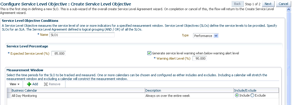 Create Service Level Objective