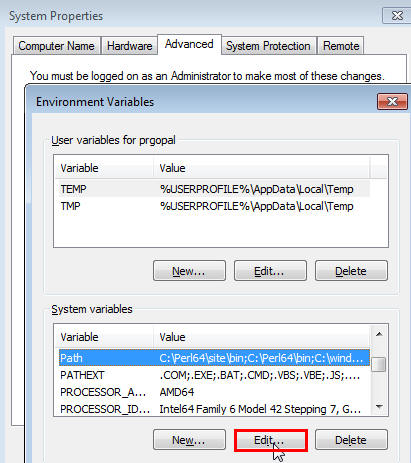Edit SystemVariable dialog box