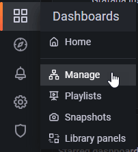 Dashboards menu. Dashboards menu.