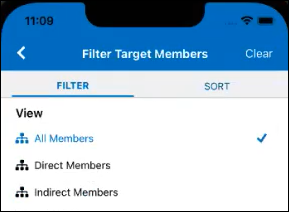 Graphic shows group filter options.