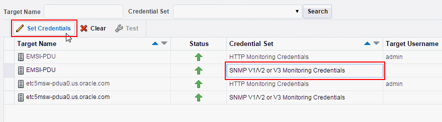 Set SNMP Credentials