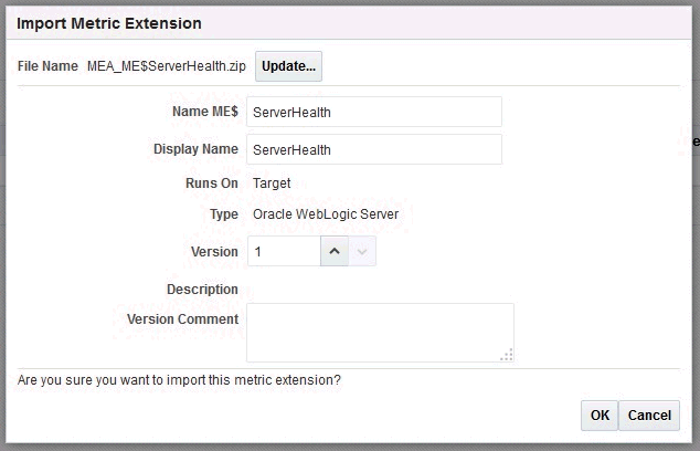 Graphic shows metric extension in Enterprise Manager.