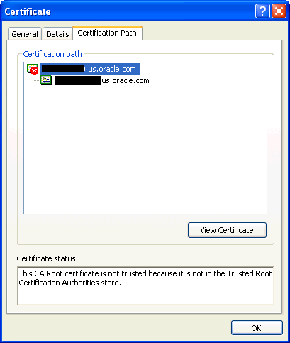 Graphic shows the certificate dialog.