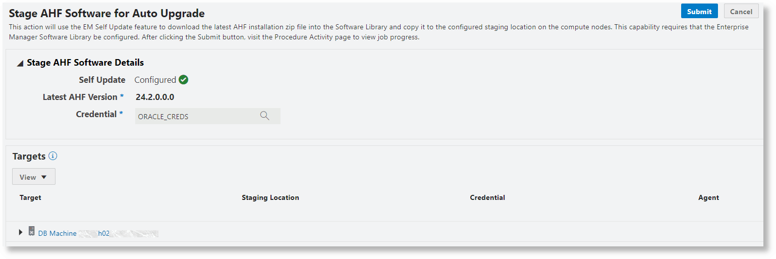 Stage AHF Software for Auto-Upgrade