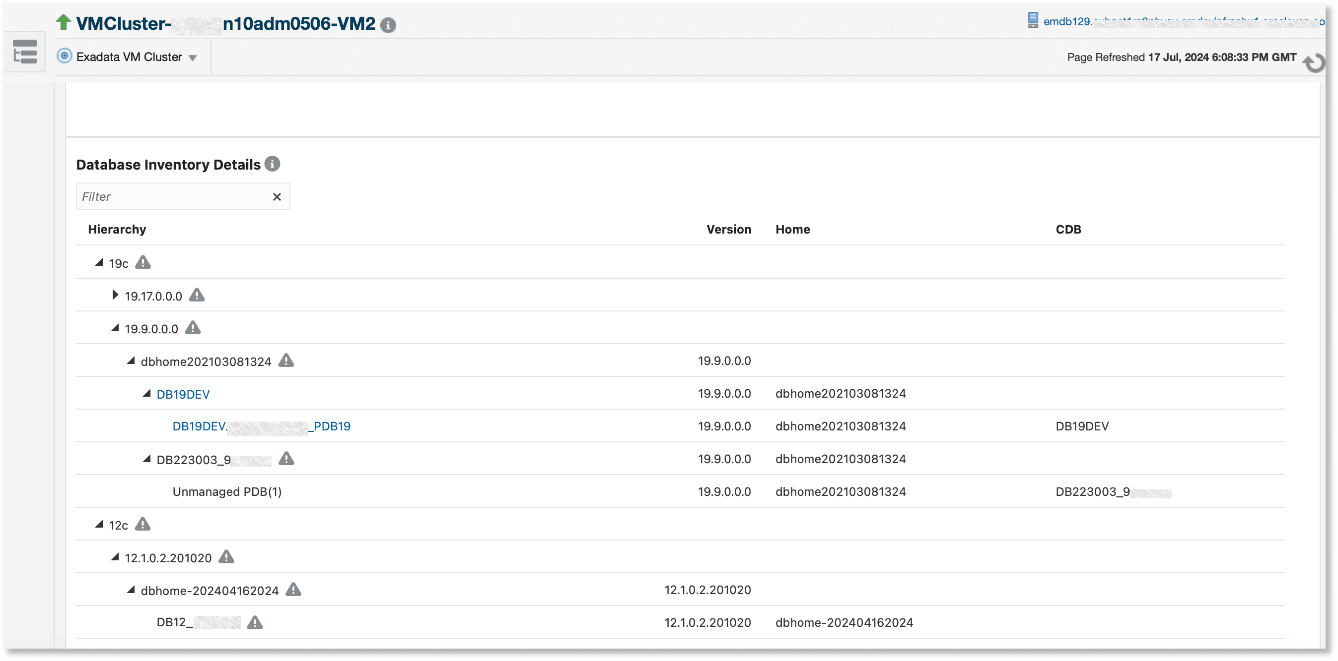 Database Inventory Details