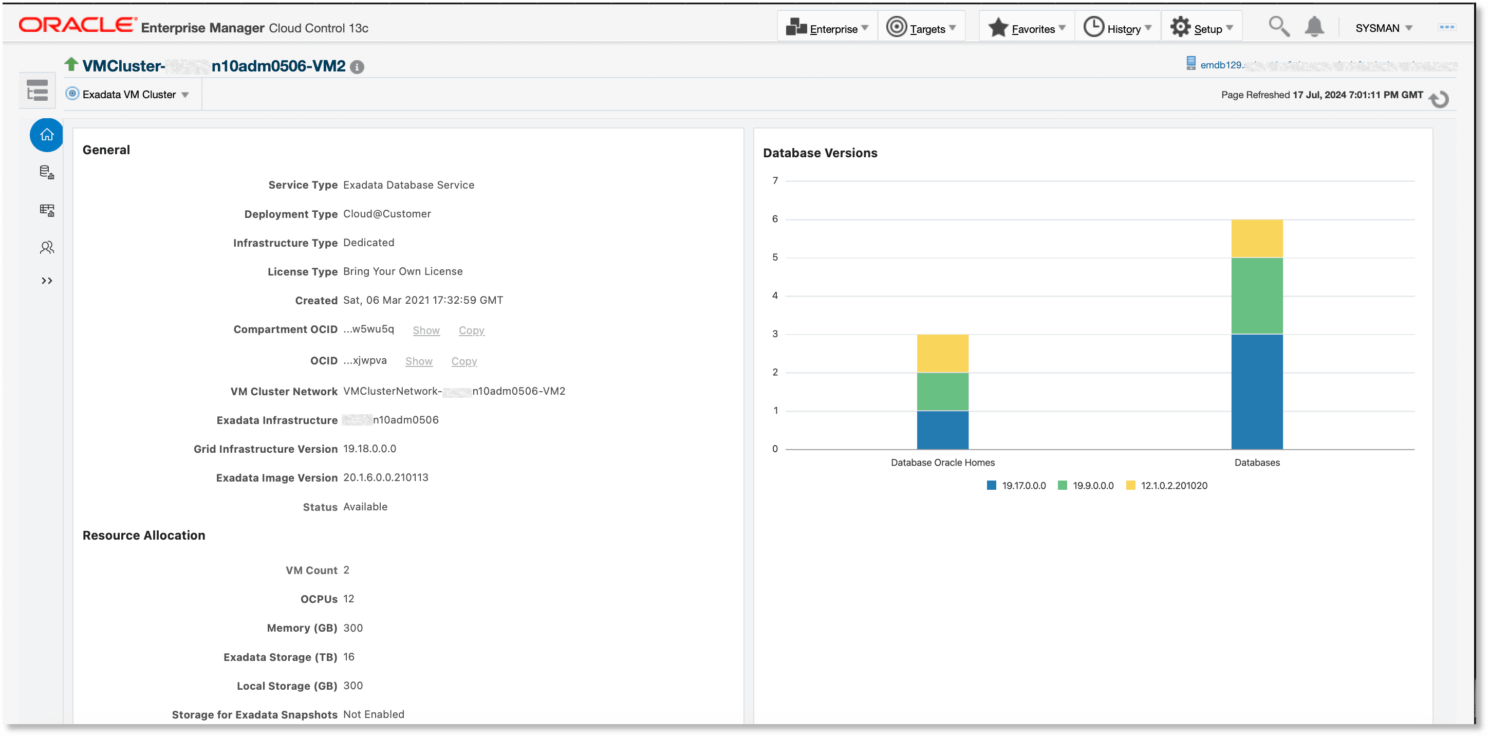 VM Cluster home page