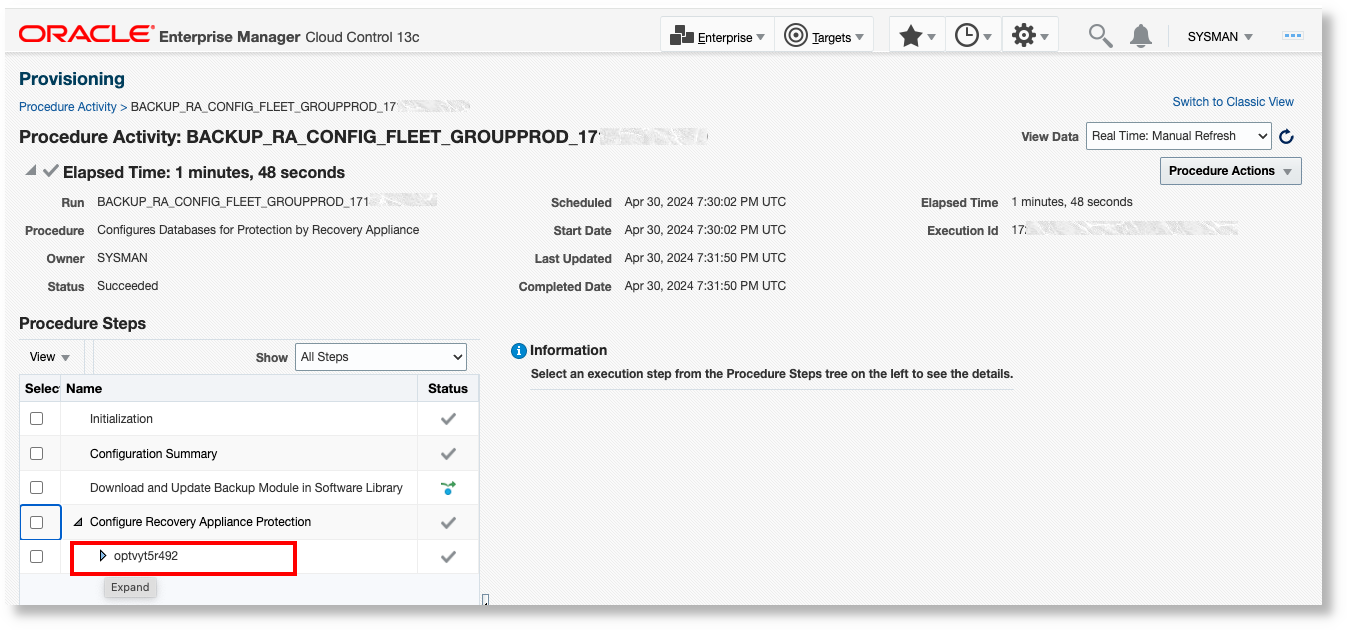 New database to configure the backup New database to configure the backup