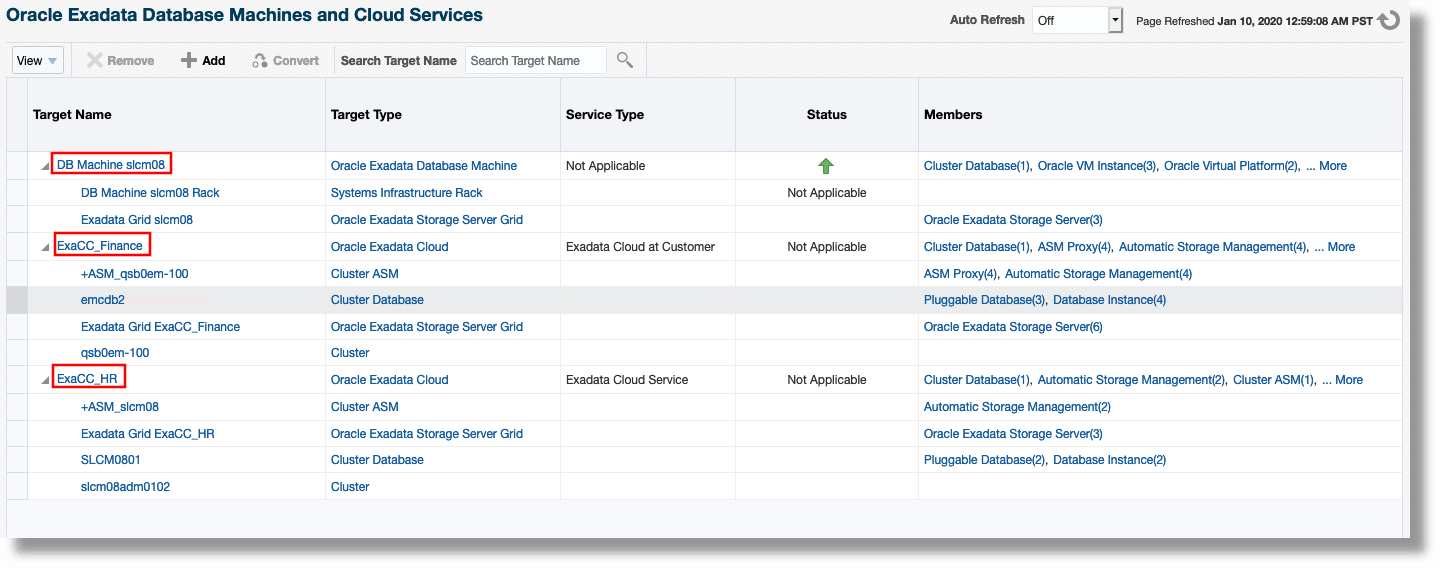 The page has all the Exadata cloud and Exadata database machines listed The page has all the Exadata cloud and Exadata database machines listed